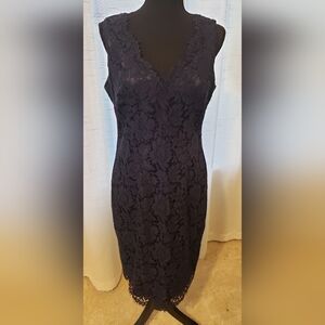 Vince Camuto Elegant Navy Blue Lace Sleeveless Dress